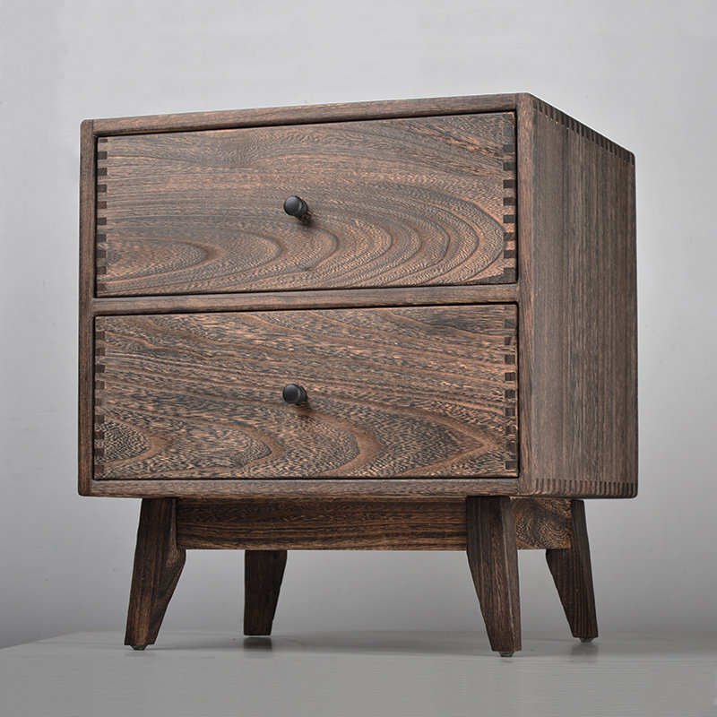 Retro Solid Wood Bedroom Night - огляд і ціна Solid Wood Nightstand 2 Drawers