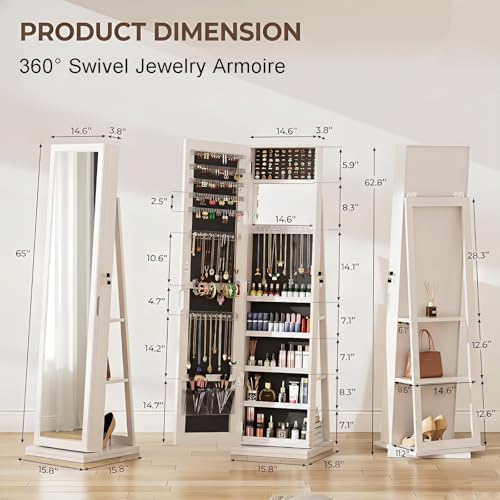 360° Swivel Jewelry Armoire wi - огляд і ціна Full Length Mirror Jewelry Armoire