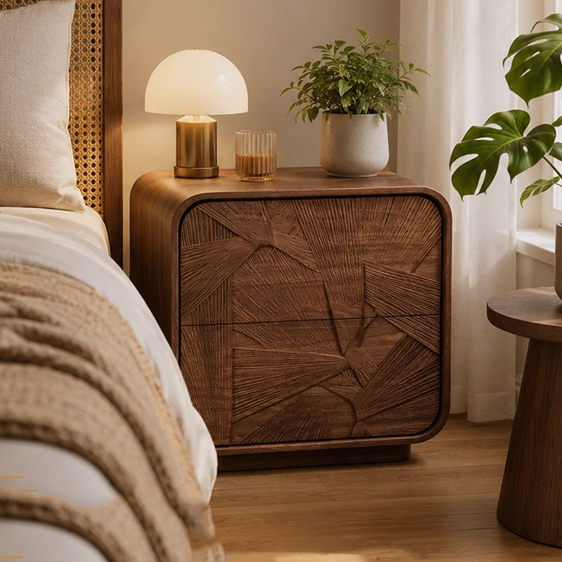 Drawers Wood Nightstand Storag - огляд і ціна Solid Wood Nightstand 2 Drawers