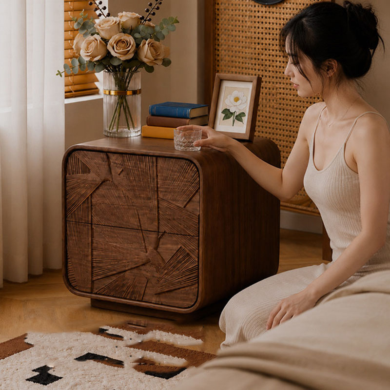 Drawers Wood Nightstand Storag - огляд і ціна Solid Wood Nightstand 2 Drawers