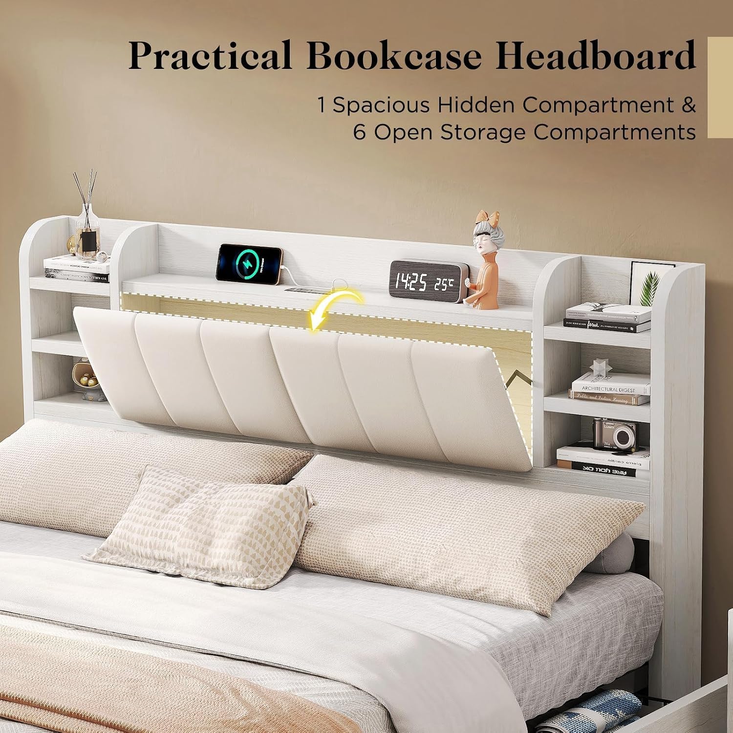 King Size Upholstered Platform - огляд і ціна King Size Bed Frame With Storage Drawers