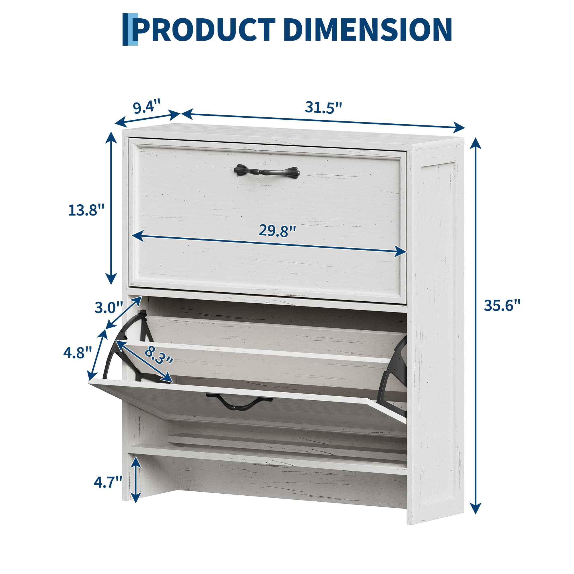 2 Flip Drawer Shoe Cabinet Wit - огляд і ціна Shoe Rack Cabinet Narrow Entryway