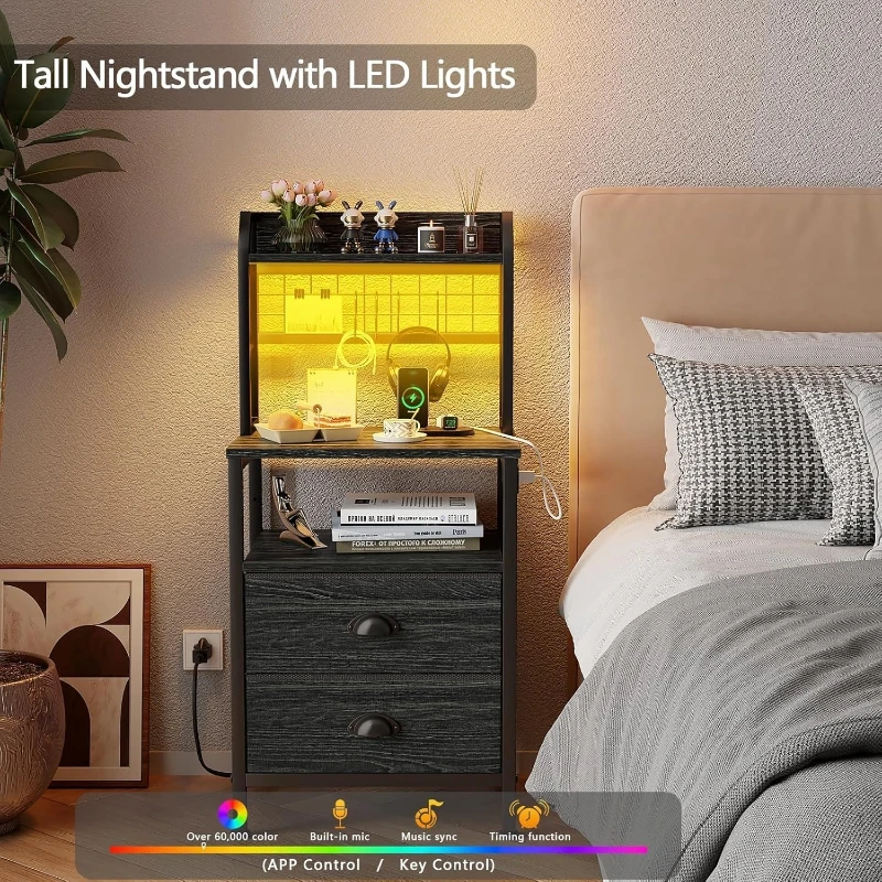 40'' Tall Nightstand With Char - огляд і ціна Solid Wood Nightstand 2 Drawers