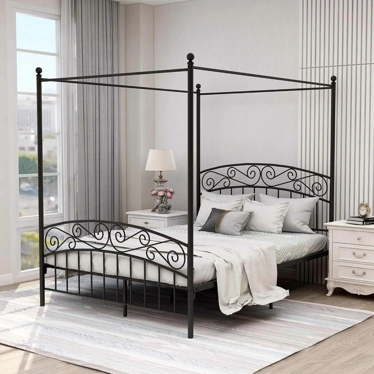 Queen Size Canopy Bed Frame Fo - огляд і ціна Canopy Bed Frame Metal Queen