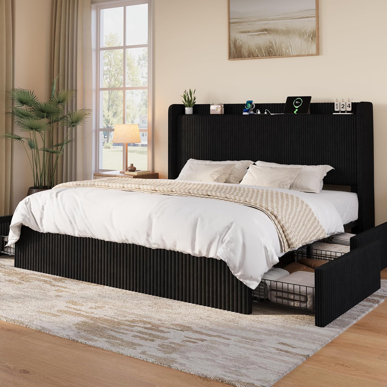 King Size Bed Frame with 4 Ove - огляд і ціна King Size Bed Frame With Storage Drawers