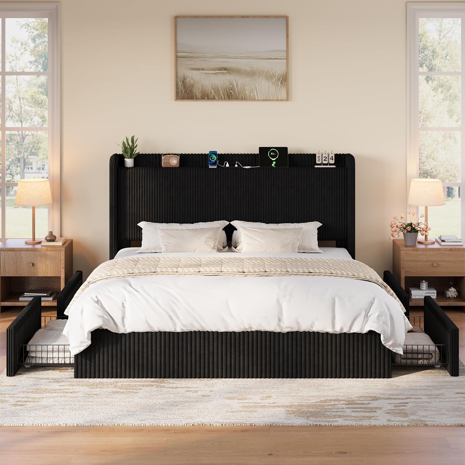 King Size Bed Frame with 4 Ove - огляд і ціна King Size Bed Frame With Storage Drawers
