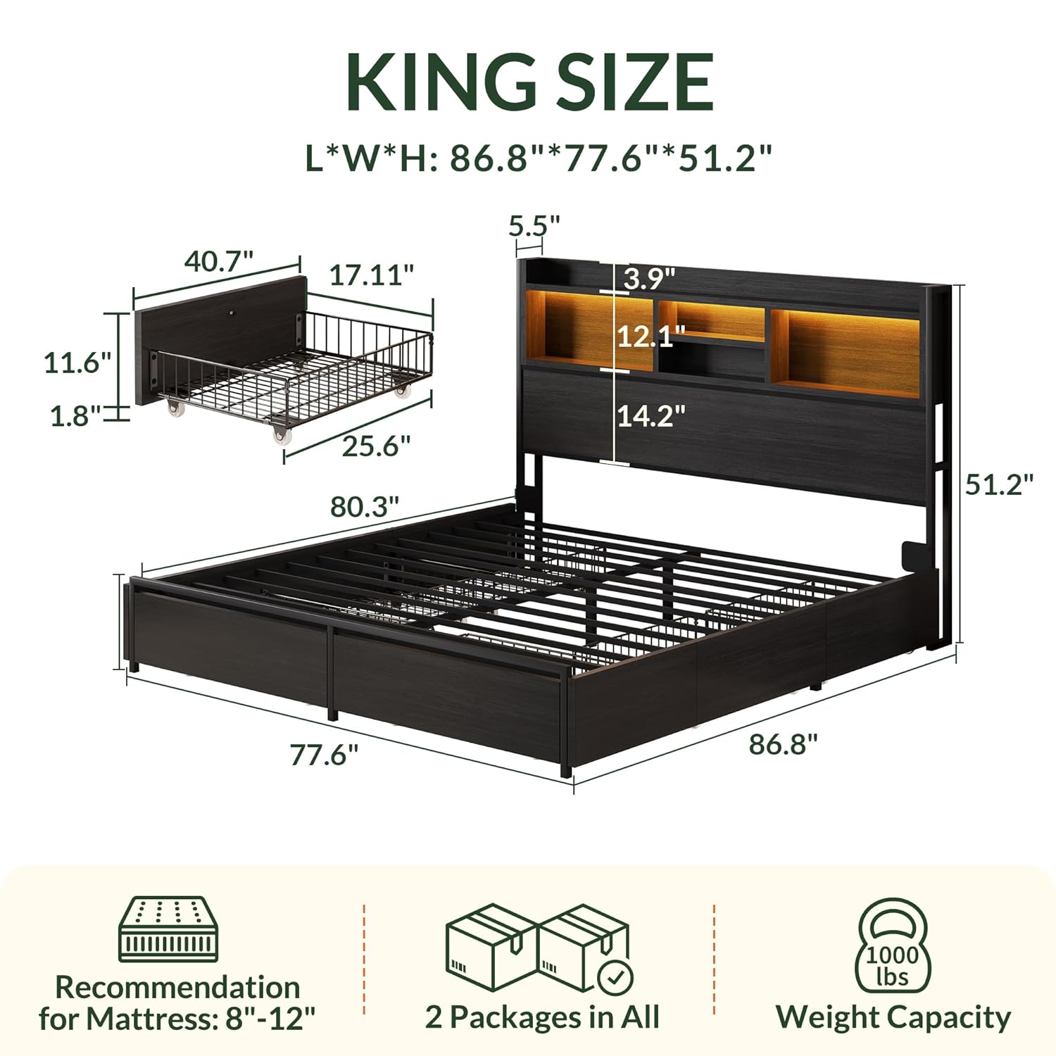 King Size Bed Frame with 6 Sto - огляд і ціна King Size Bed Frame With Storage Drawers