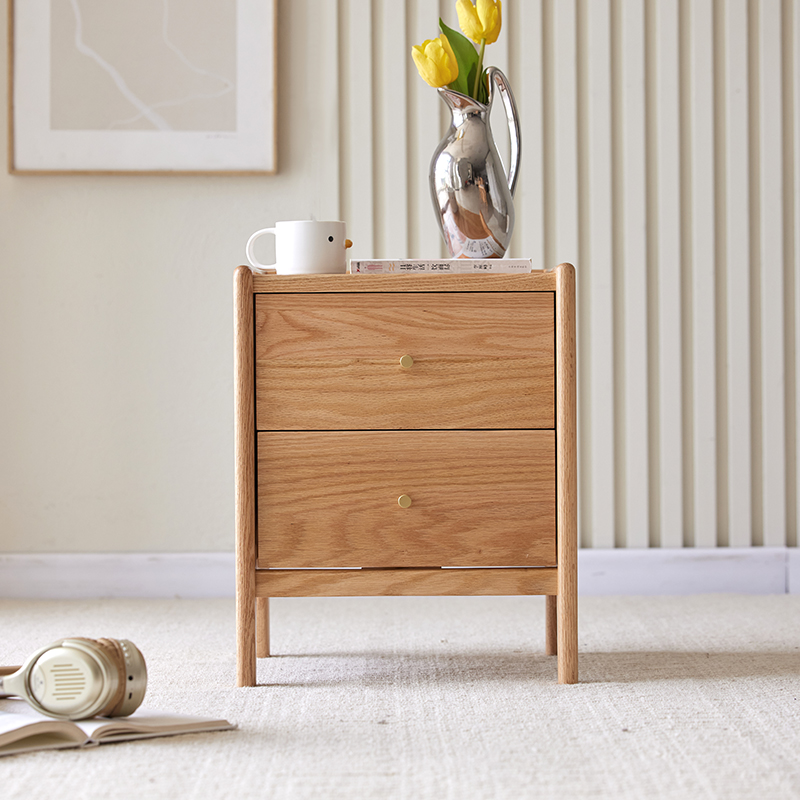 Solid Oak Wood Bedroom Furnitu - огляд і ціна Solid Wood Nightstand 2 Drawers