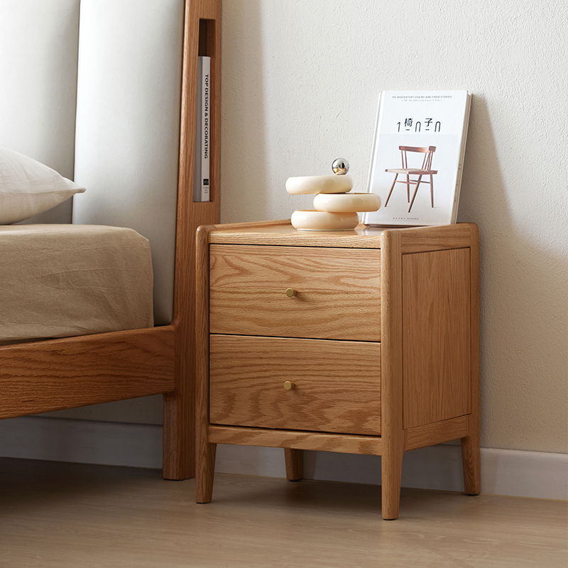 Solid Oak Wood Bedroom Furnitu - огляд і ціна Solid Wood Nightstand 2 Drawers