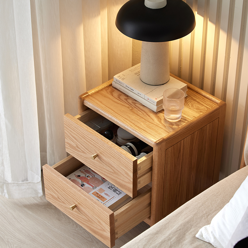Solid Oak Wood Bedroom Furnitu - огляд і ціна Solid Wood Nightstand 2 Drawers