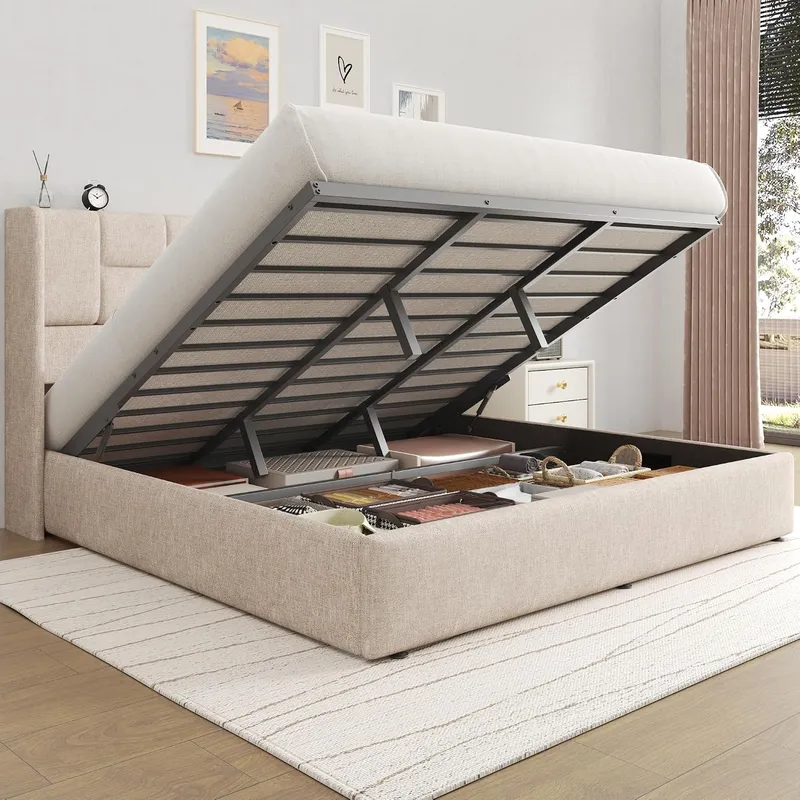 Bed Frame with Hydraulic Gas L - огляд і ціна Gas Lift Storage Bed Hydraulic