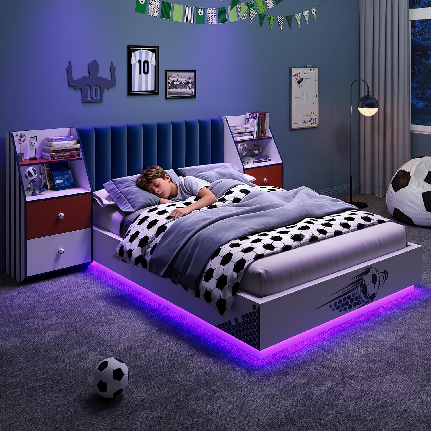 Full Size Floating Bed With Ve - огляд і ціна Floating Nightstand With Led Light
