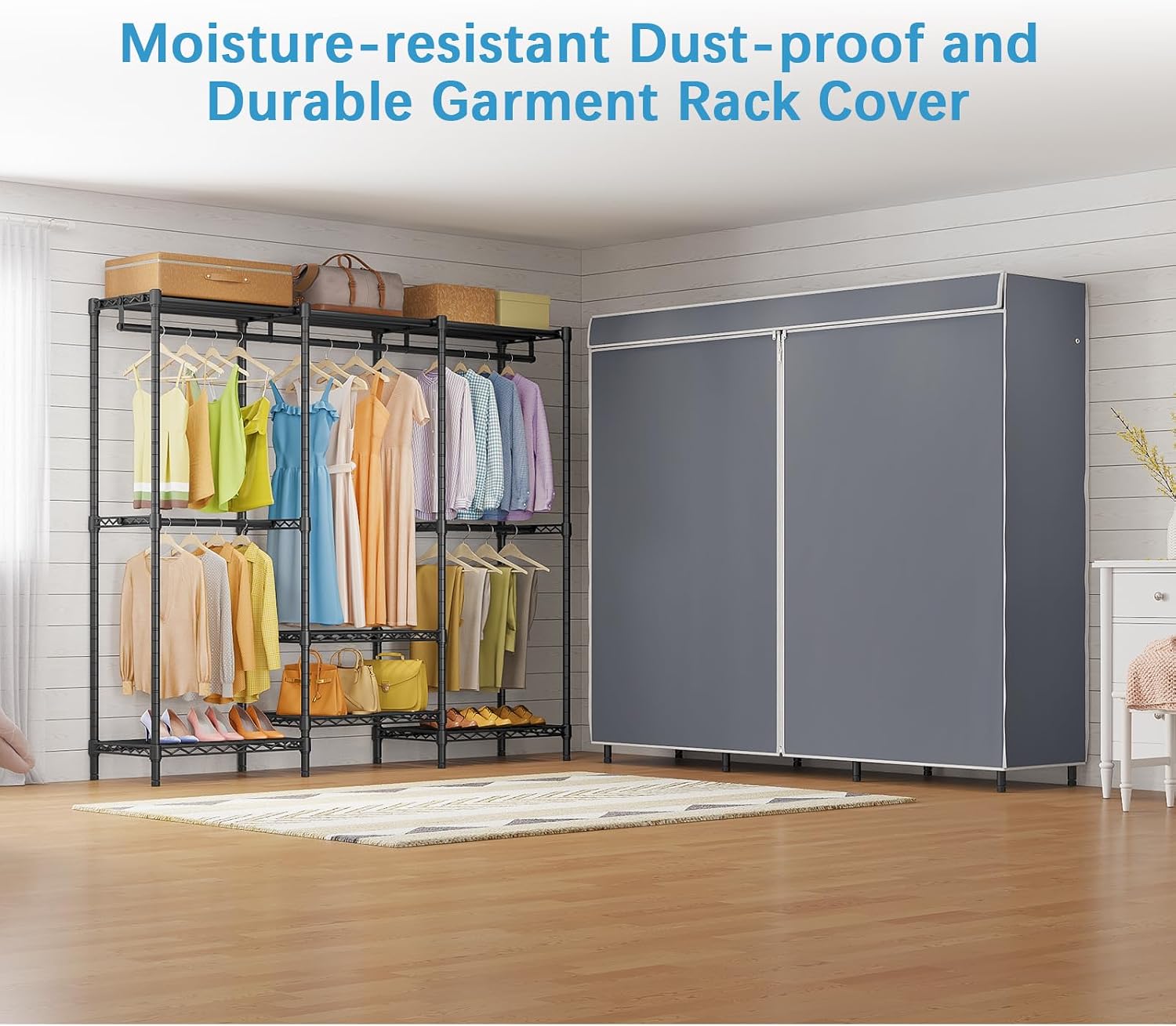 Covered Garment Rack with Adju - огляд і ціна Wardrobe Closet Portable Fabric Cover