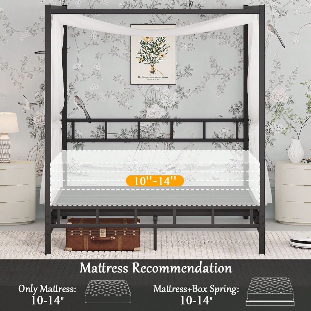 Metal Canopy Bed Frame, Queen  - огляд і ціна Canopy Bed Frame Metal Queen