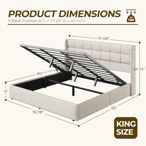 King Size Lift Up Storage Bed  - огляд і ціна Gas Lift Storage Bed Hydraulic