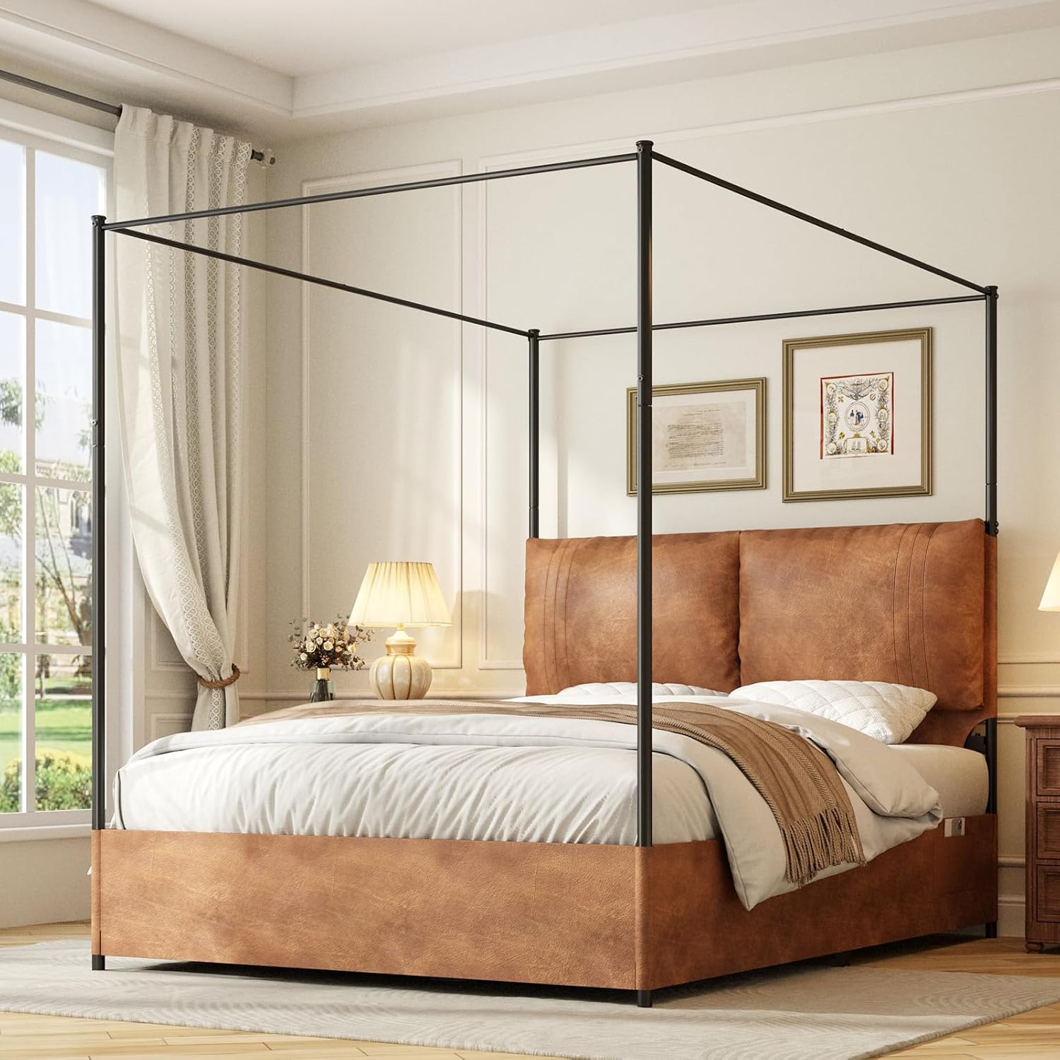Queen Canopy Bed Frame with Ta - огляд і ціна Canopy Bed Frame Metal Queen
