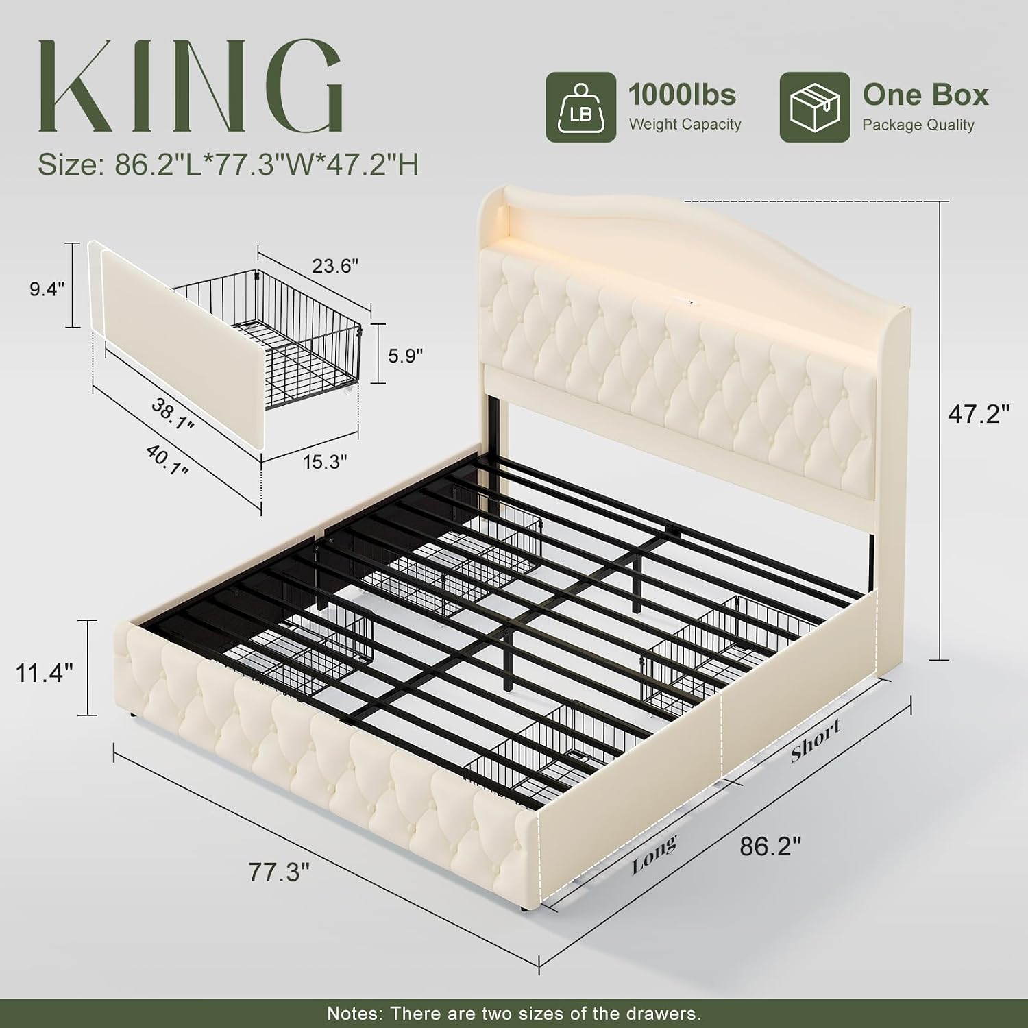 King Size Platform Bed Frame W - огляд і ціна King Size Bed Frame With Storage Drawers