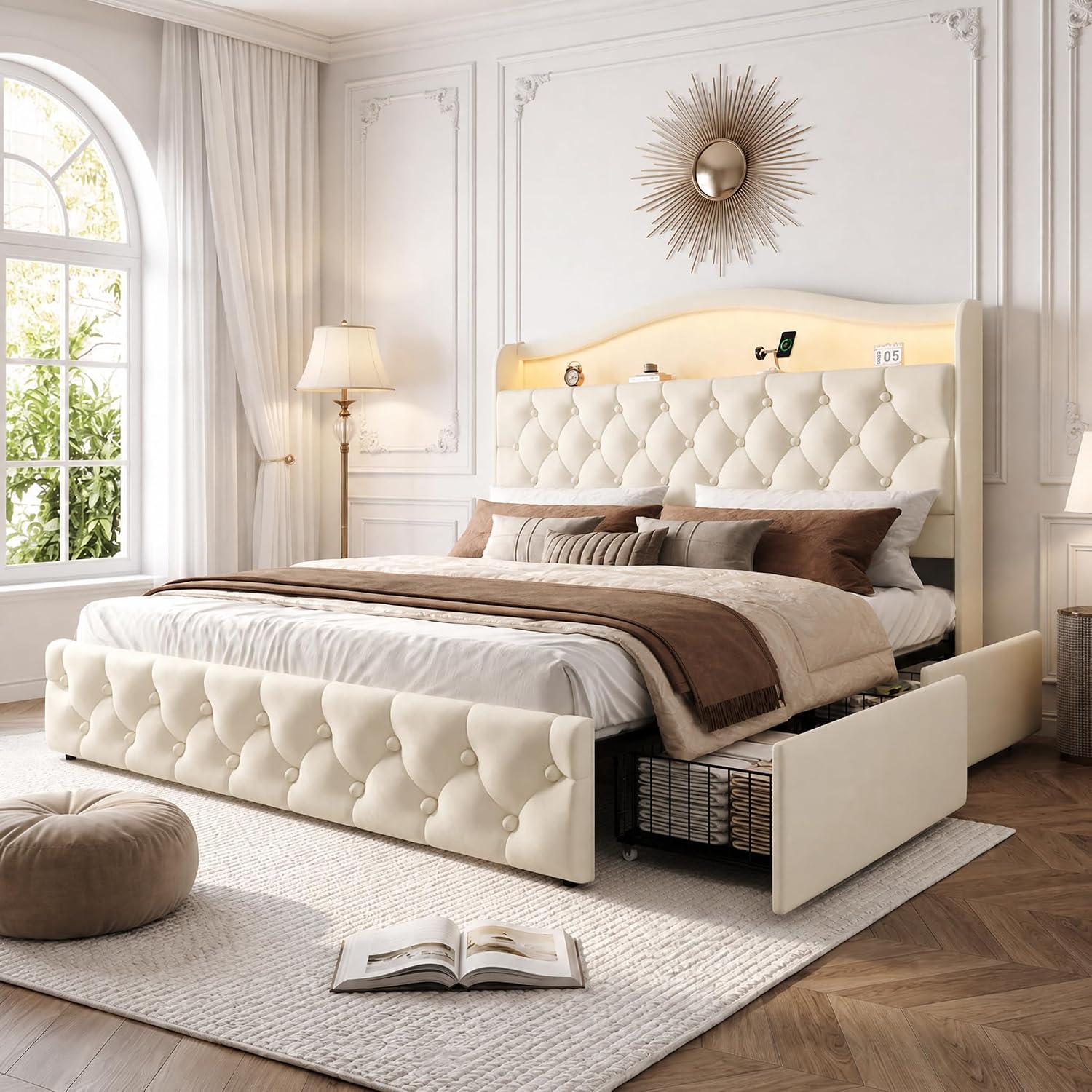 King Size Platform Bed Frame W - огляд і ціна King Size Bed Frame With Storage Drawers
