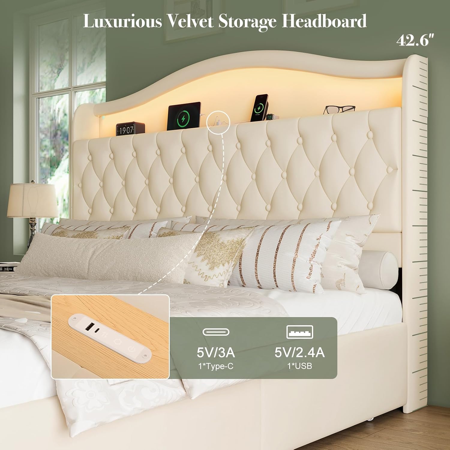 King Size Platform Bed Frame W - огляд і ціна King Size Bed Frame With Storage Drawers