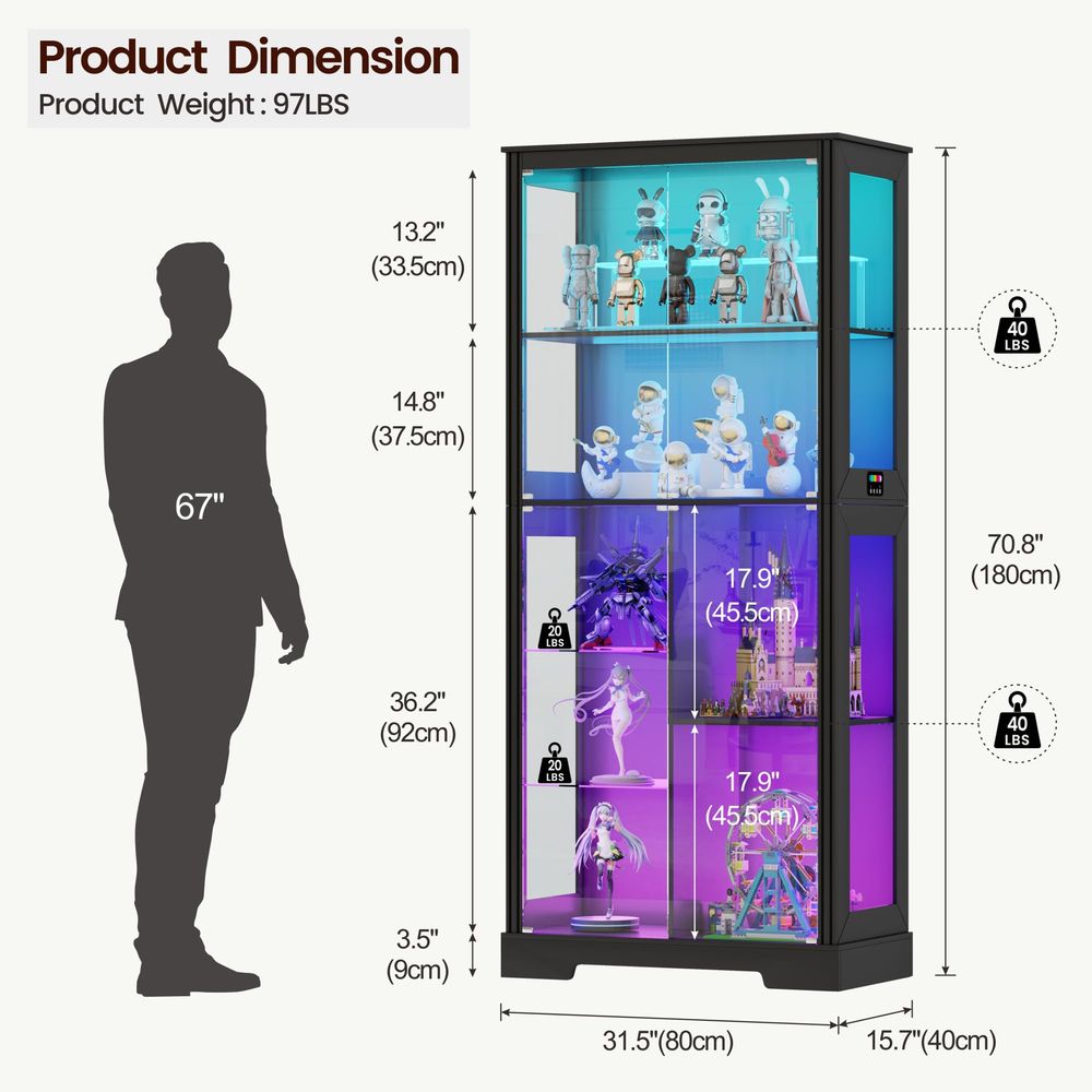 Lighted Corner Display Curio C - огляд і ціна Storage