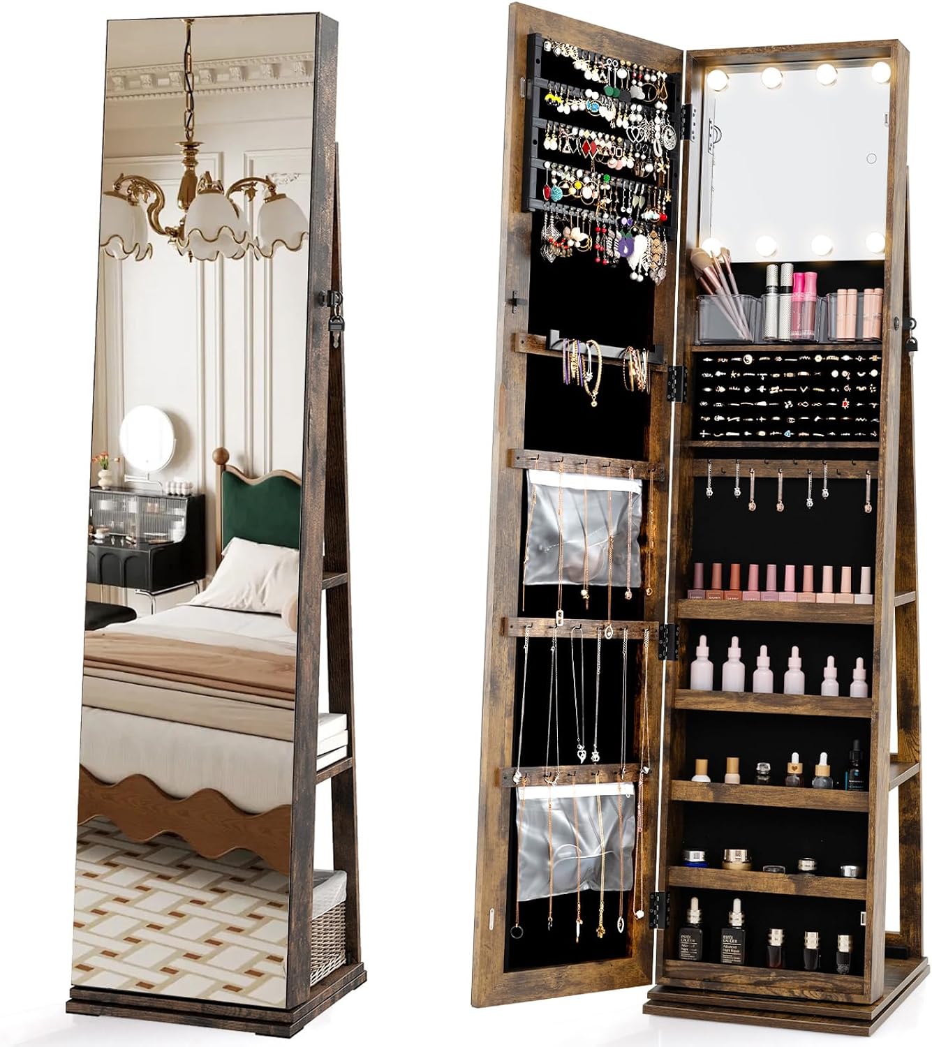 Swivel Jewelry Armoire Full Le - огляд і ціна Full Length Mirror Jewelry Armoire