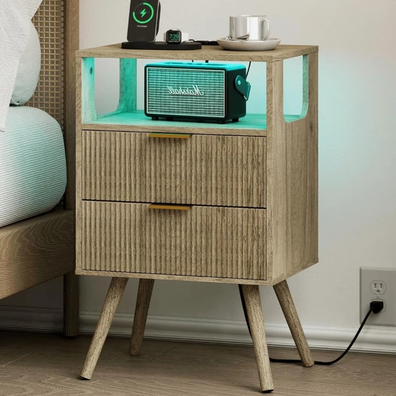 Nightstand Modern 2 Storage Dr - огляд і ціна Solid Wood Nightstand 2 Drawers