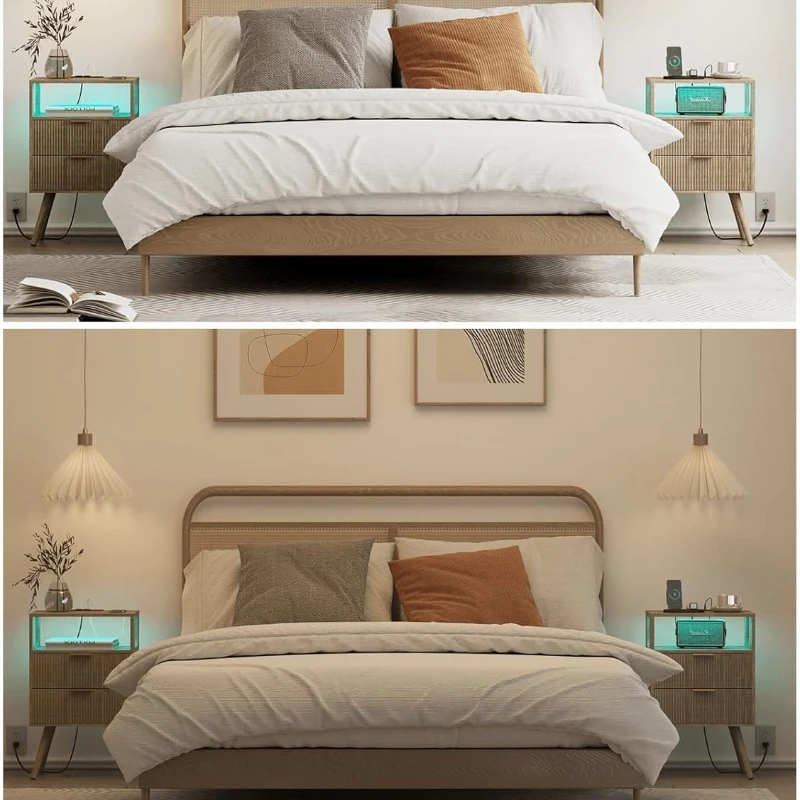 Nightstand Modern 2 Storage Dr - огляд і ціна Solid Wood Nightstand 2 Drawers
