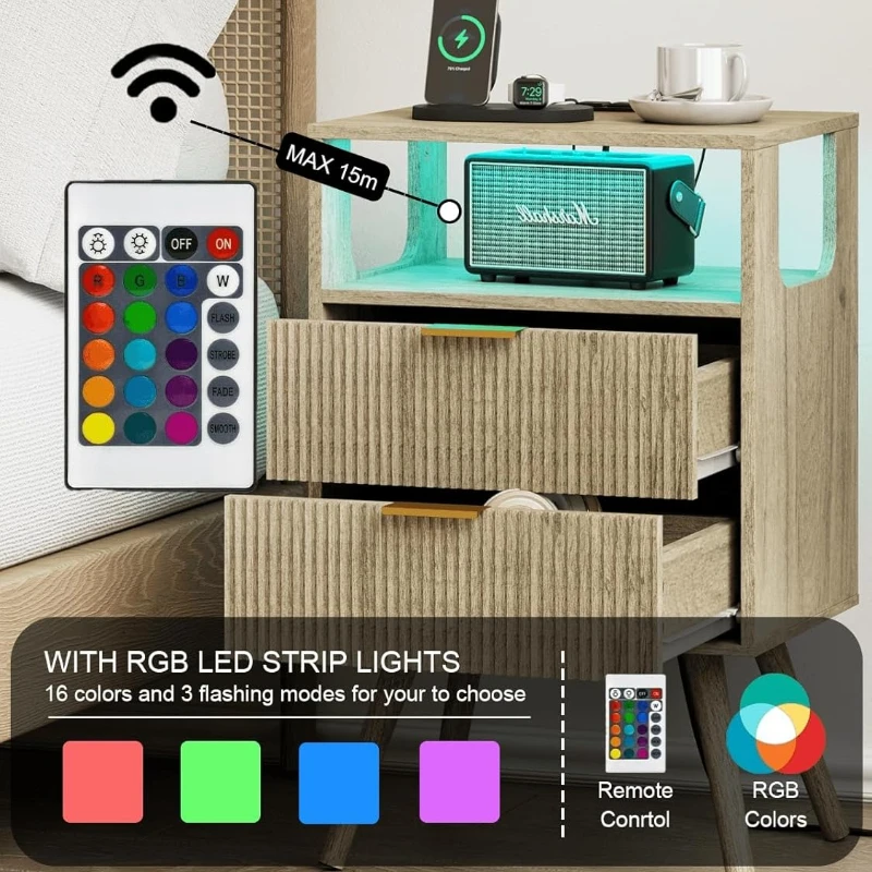 Nightstand Modern 2 Storage Dr - огляд і ціна Solid Wood Nightstand 2 Drawers