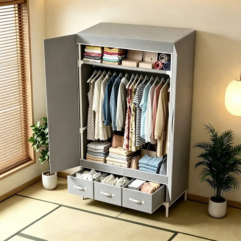 Portable Closet Wardrobe, 57.4 - огляд і ціна Wardrobe Closet Portable Fabric Cover