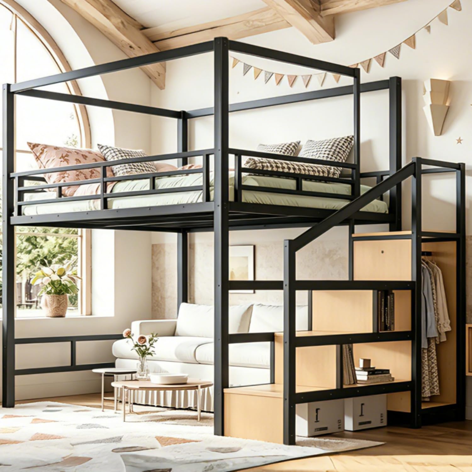 Queen Loft Bed with Storage St - огляд і ціна Canopy Bed Frame Metal Queen