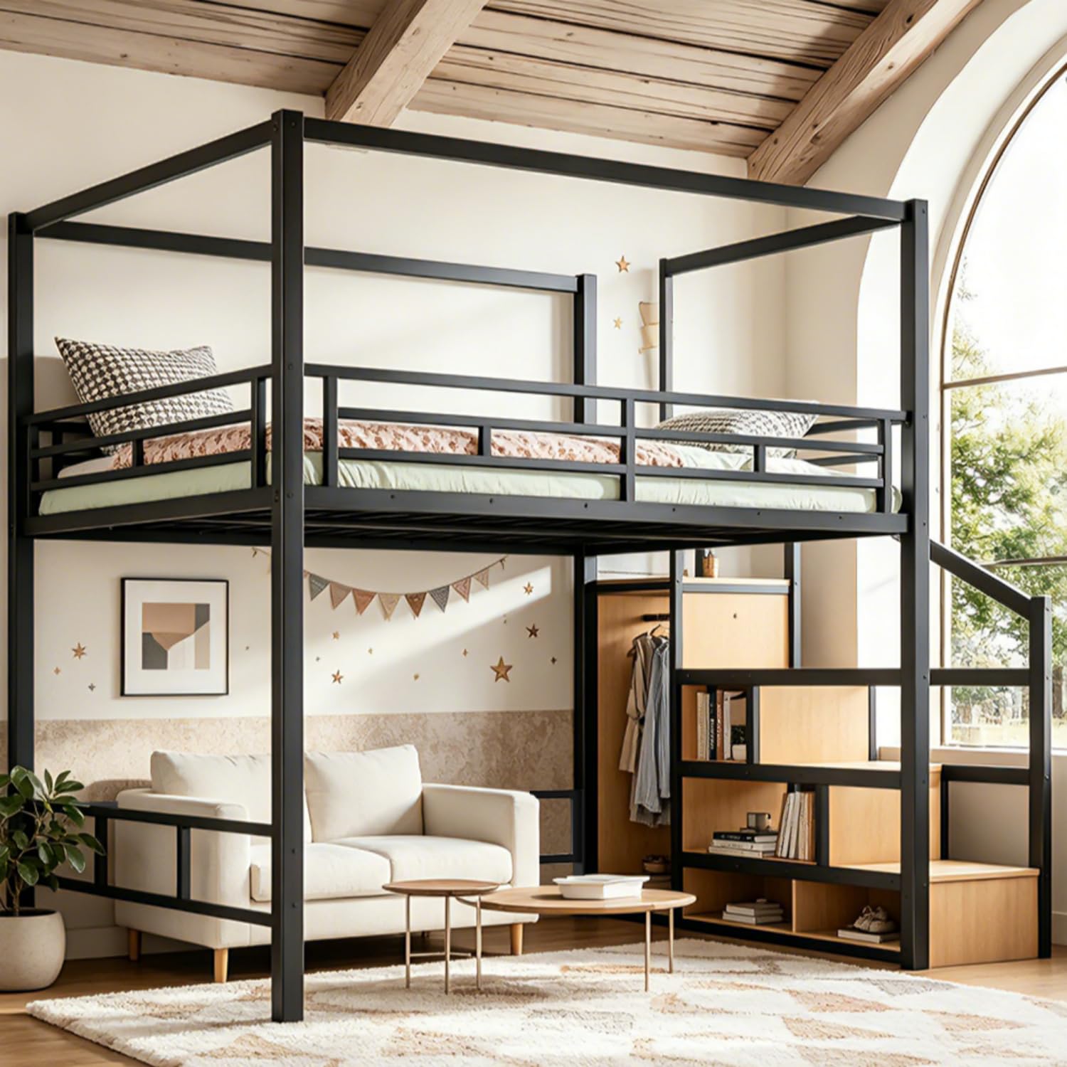 Queen Loft Bed with Storage St - огляд і ціна Canopy Bed Frame Metal Queen