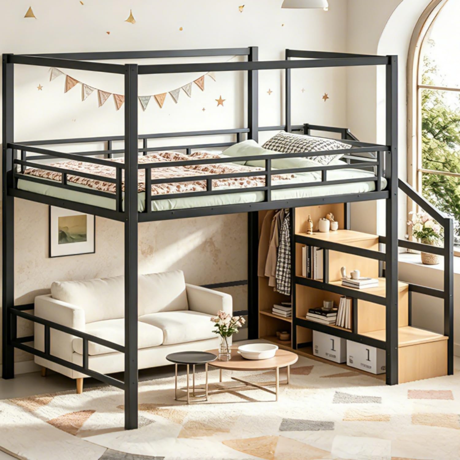 Queen Loft Bed with Storage St - огляд і ціна Canopy Bed Frame Metal Queen