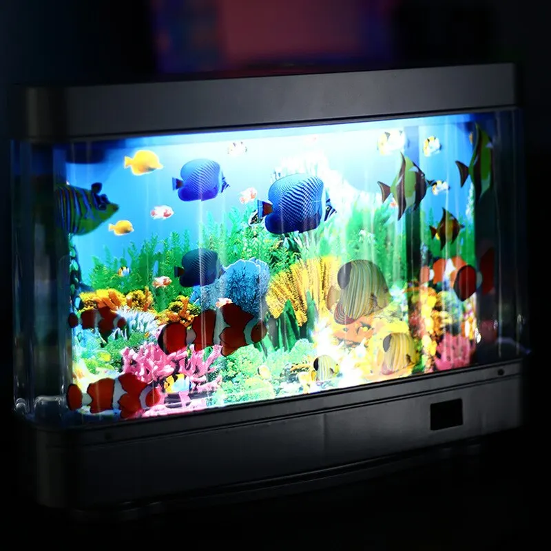 Tropical Fish Tank Lamps Artif - огляд і ціна Floating Nightstand With Led Light