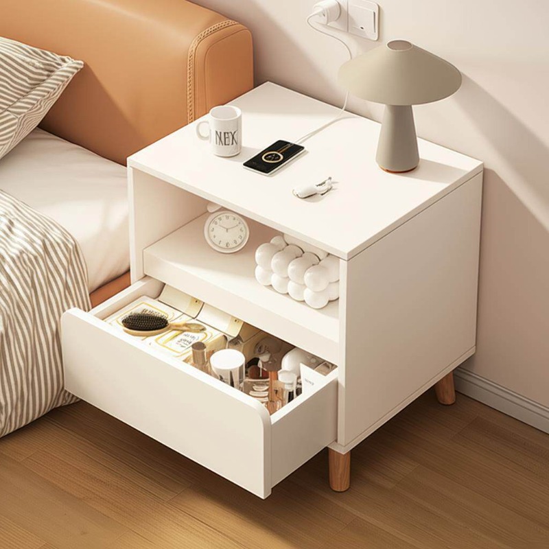 White bedside table Bedroom wi - огляд і ціна Solid Wood Nightstand 2 Drawers