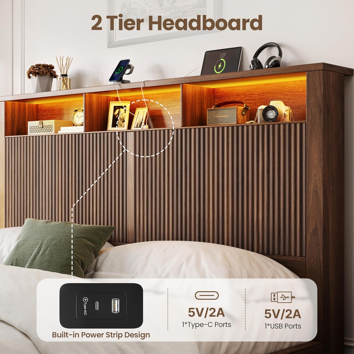 King Size Bed Frame and Headbo - огляд і ціна King Size Bed Frame With Storage Drawers