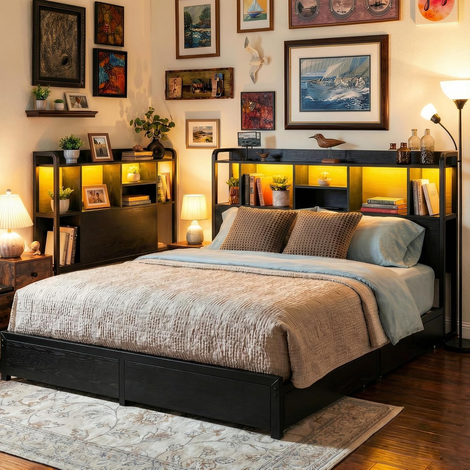King Size Bed Frame Storage He - огляд і ціна King Size Bed Frame With Storage Drawers