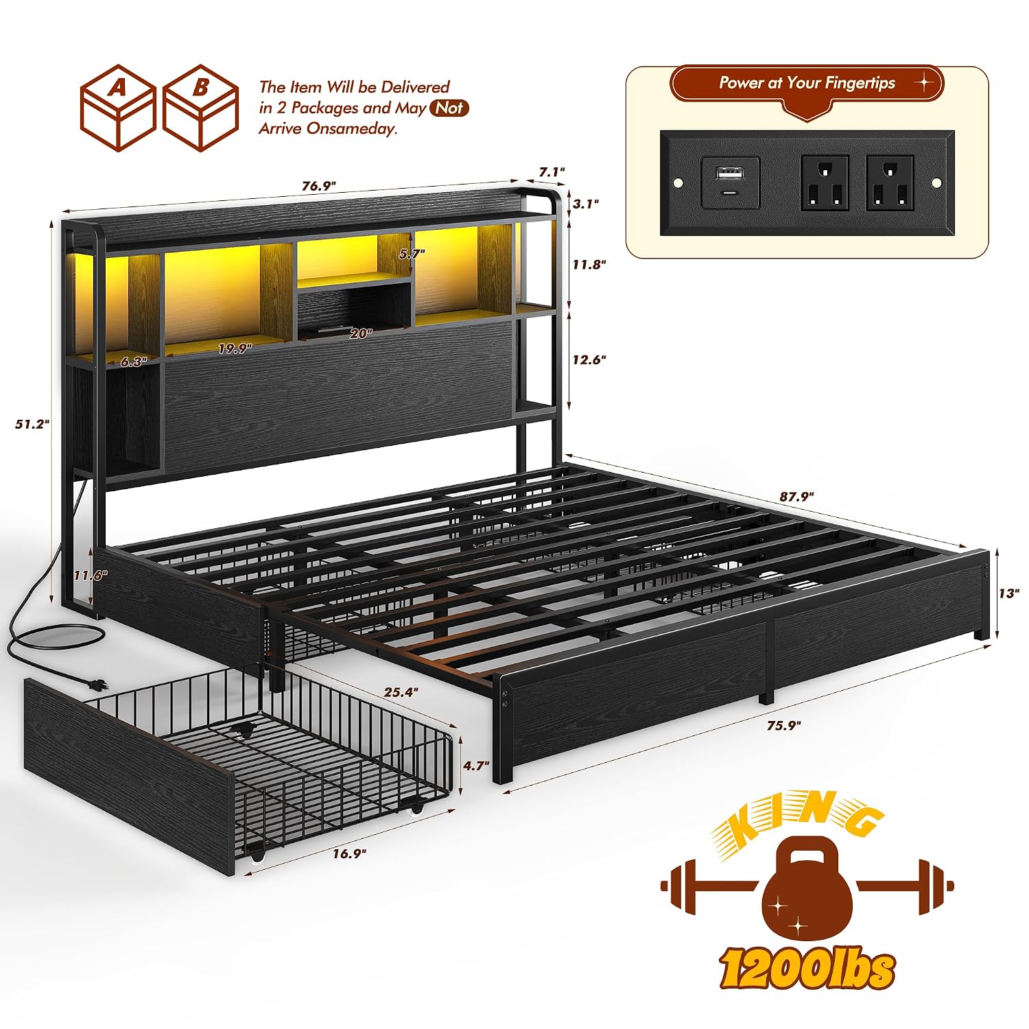 King Size Bed Frame Storage He - огляд і ціна King Size Bed Frame With Storage Drawers