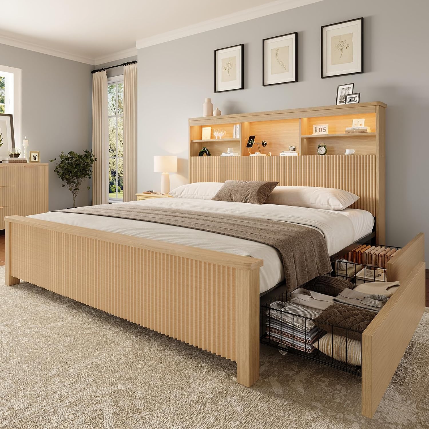 King Size Bed Frame 4 Storage  - огляд і ціна King Size Bed Frame With Storage Drawers
