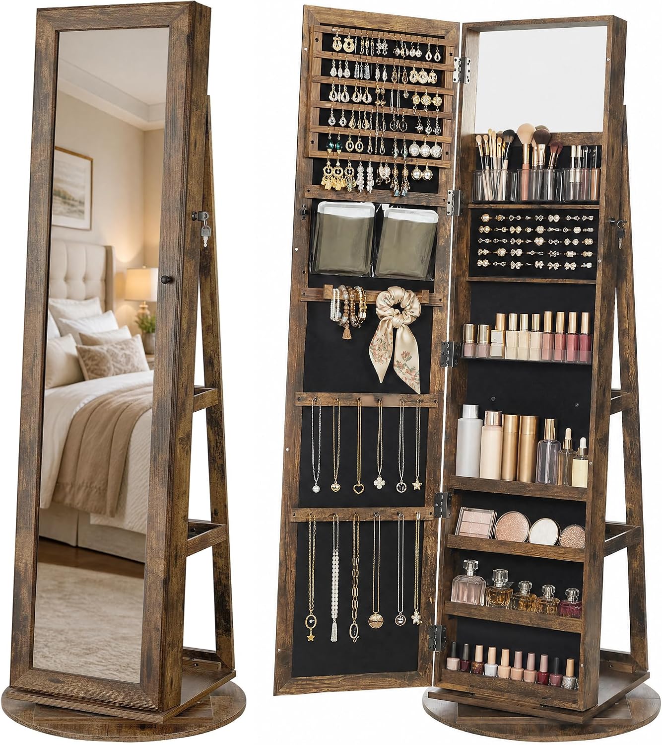 Standing Jewelry Cabinet, Full - огляд і ціна Full Length Mirror Jewelry Armoire