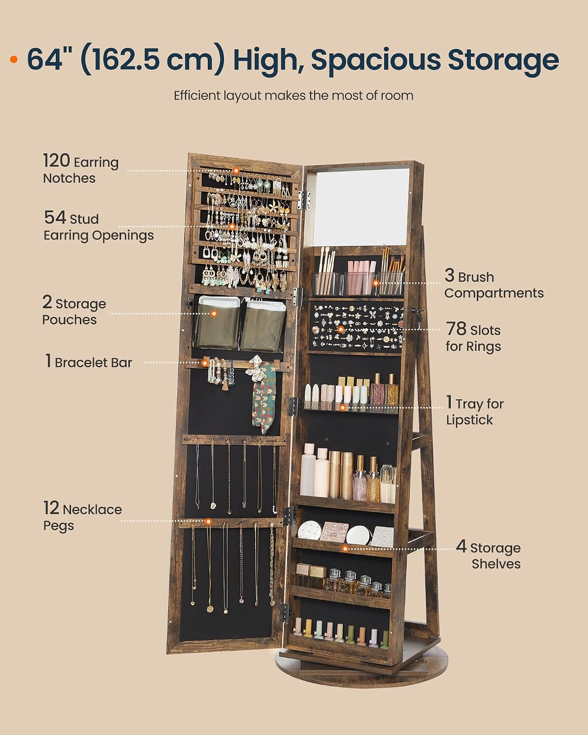 Standing Jewelry Cabinet, Full - огляд і ціна Full Length Mirror Jewelry Armoire