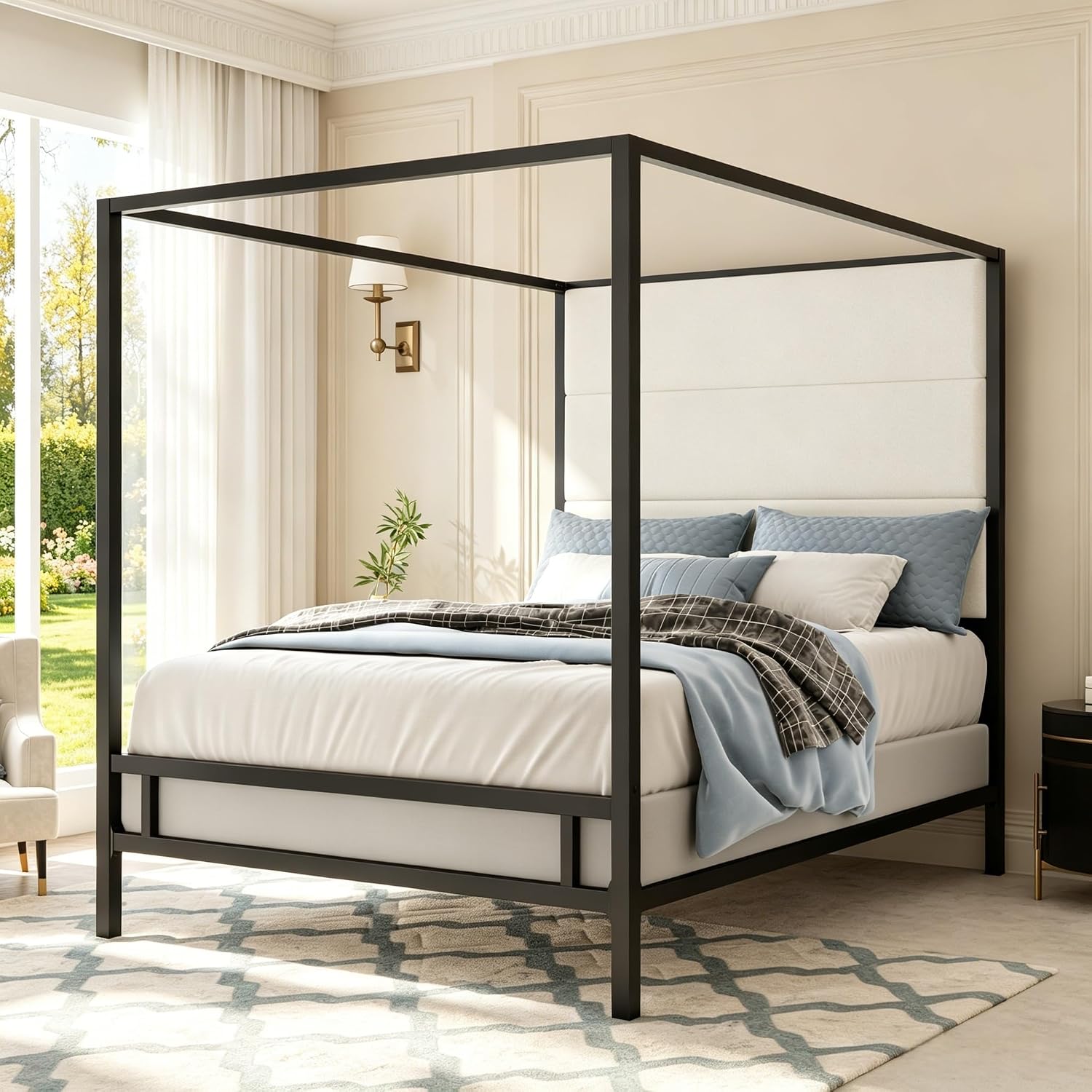 Queen Canopy Bed Tall Velvet U - огляд і ціна Canopy Bed Frame Metal Queen