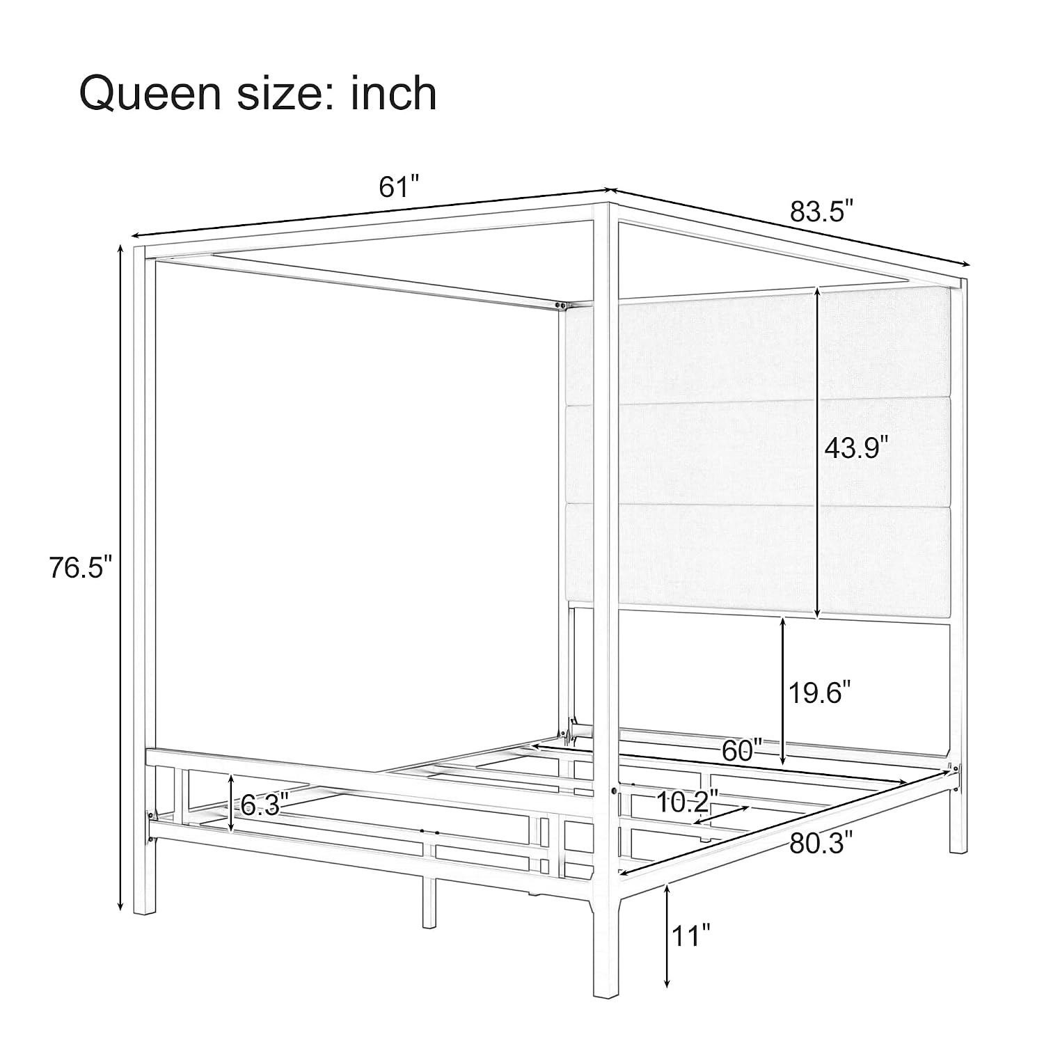 Queen Canopy Bed Tall Velvet U - огляд і ціна Canopy Bed Frame Metal Queen