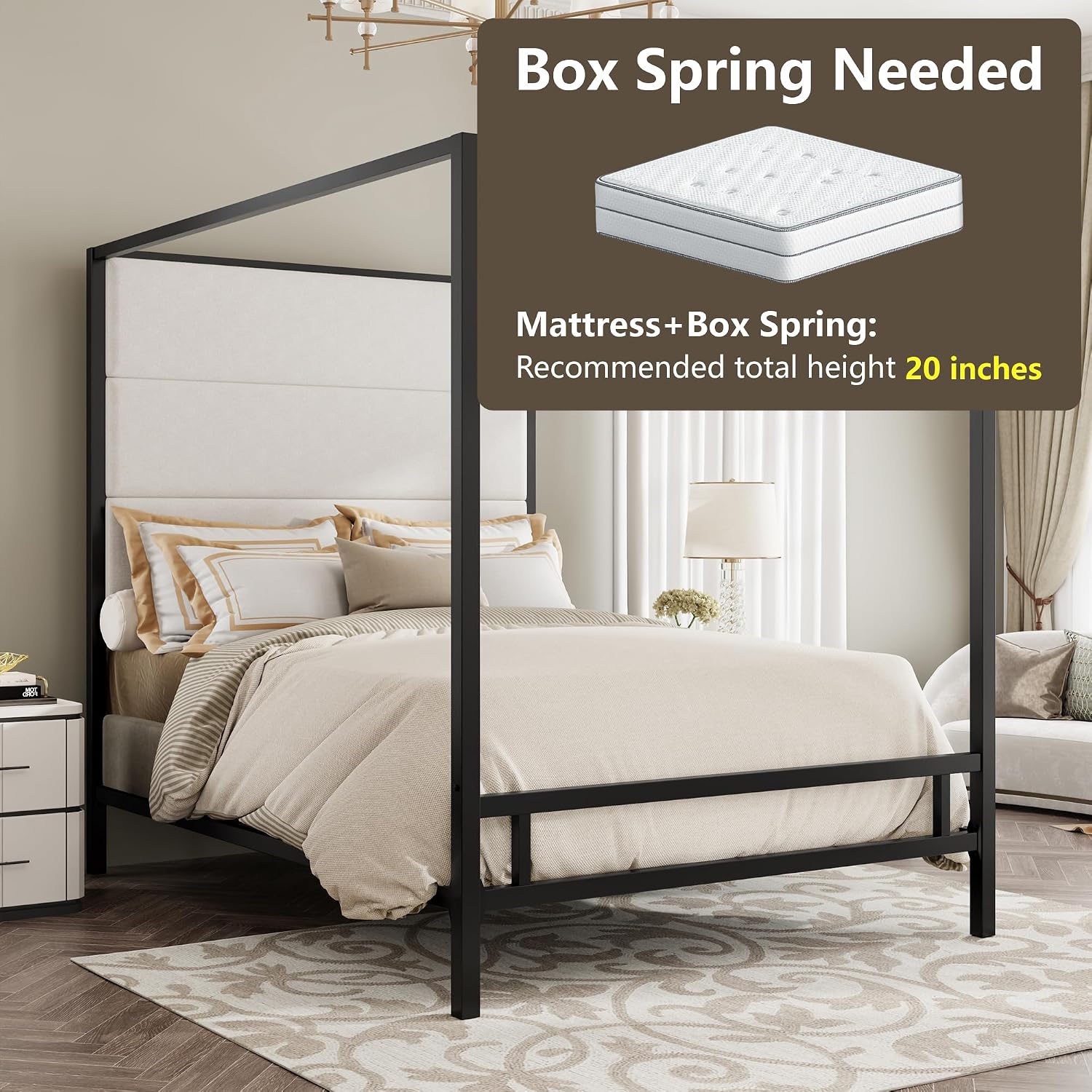 Queen Canopy Bed Tall Velvet U - огляд і ціна Canopy Bed Frame Metal Queen
