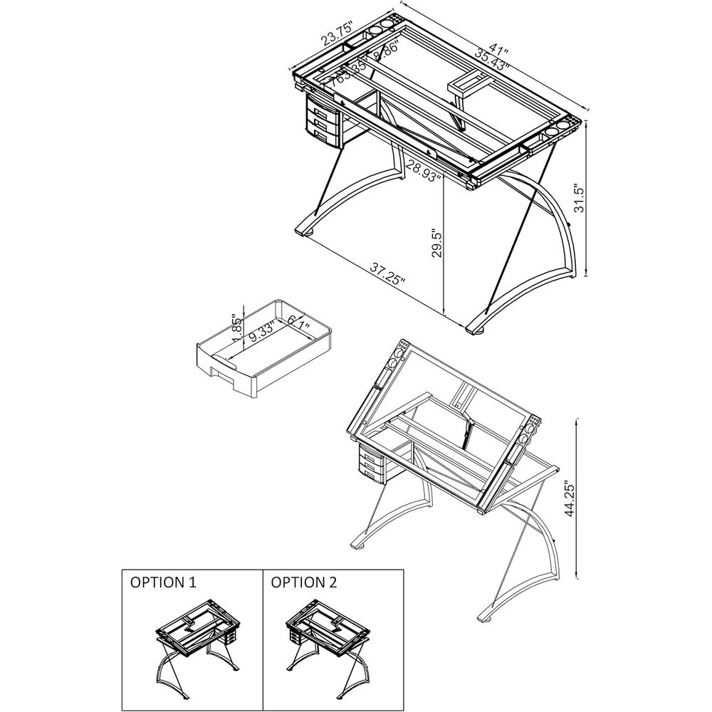 41-Inch Metal and Glass Drafti - огляд і ціна Tables