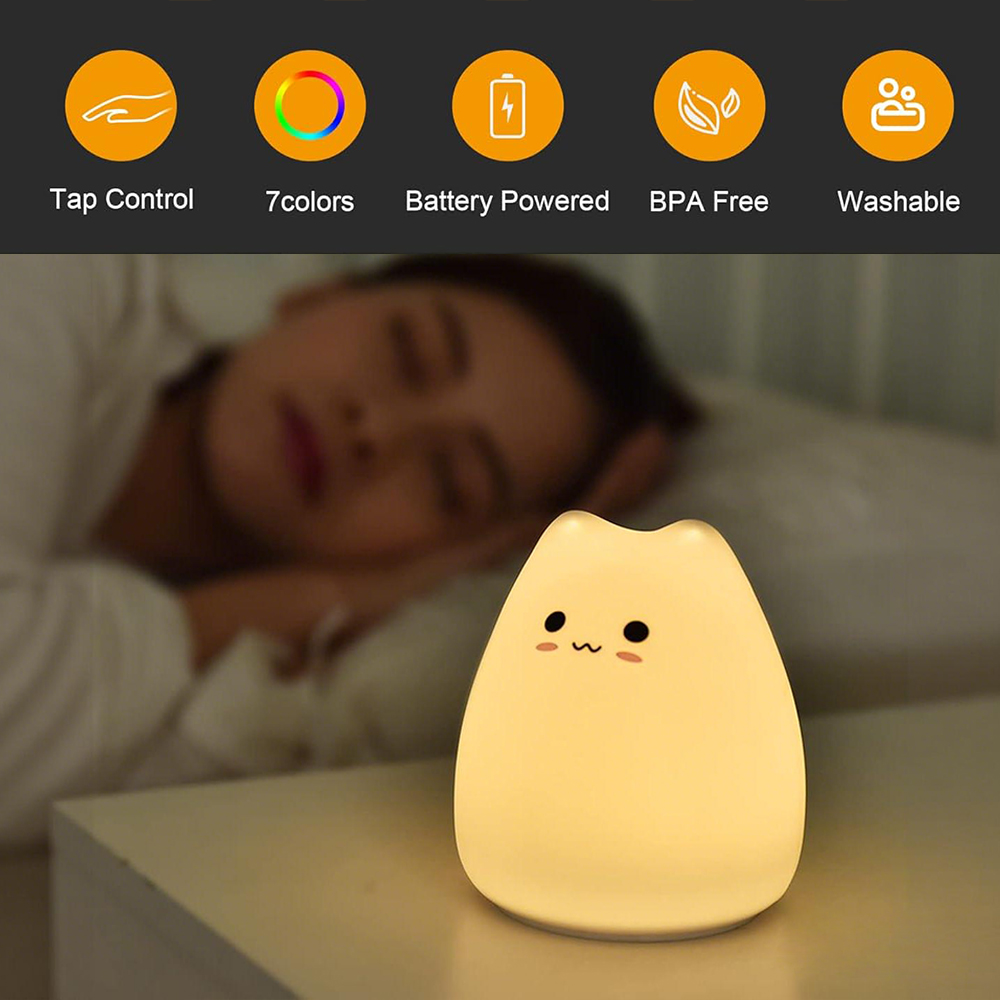Cute Cat Night Light RGB Color - огляд і ціна Floating Nightstand With Led Light
