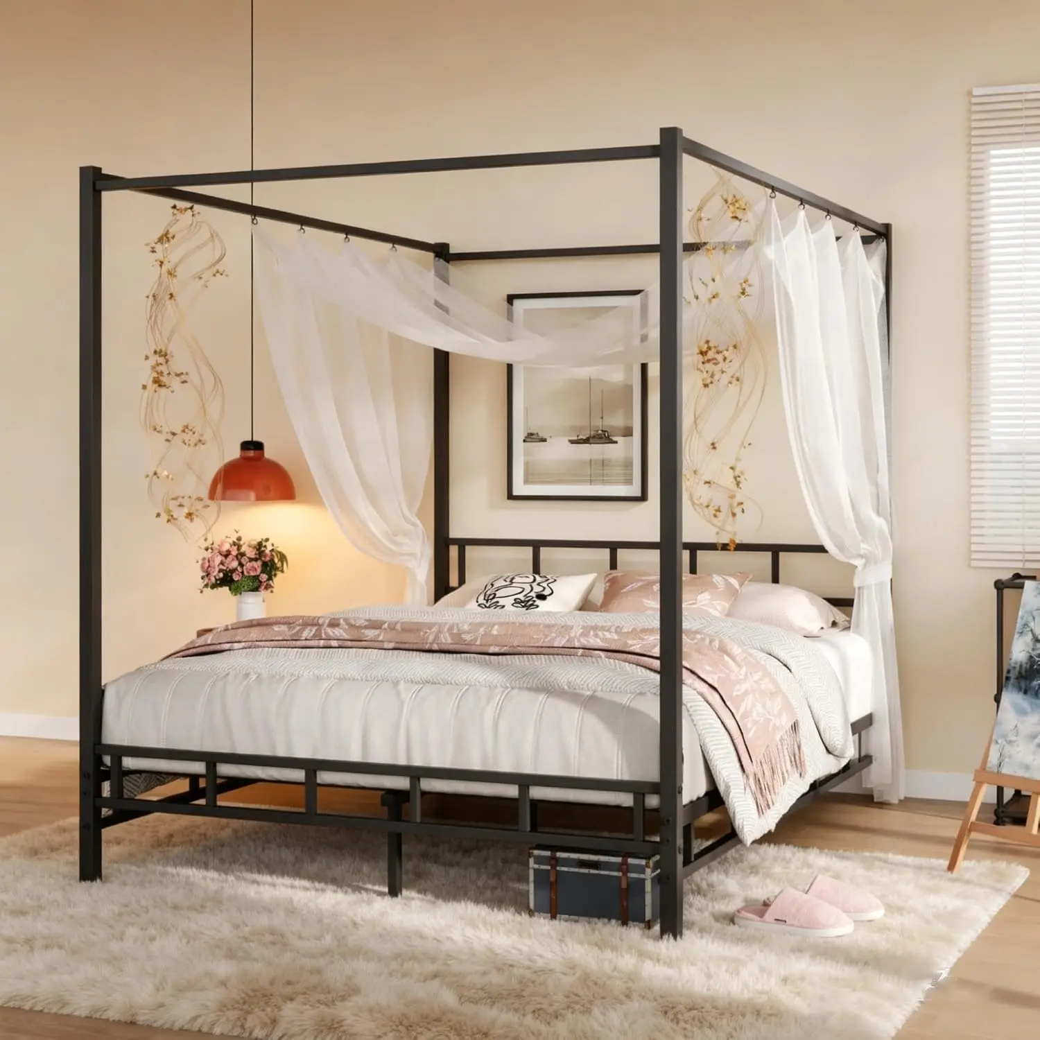 Metal Canopy Bed Frame Queen S - огляд і ціна Canopy Bed Frame Metal Queen