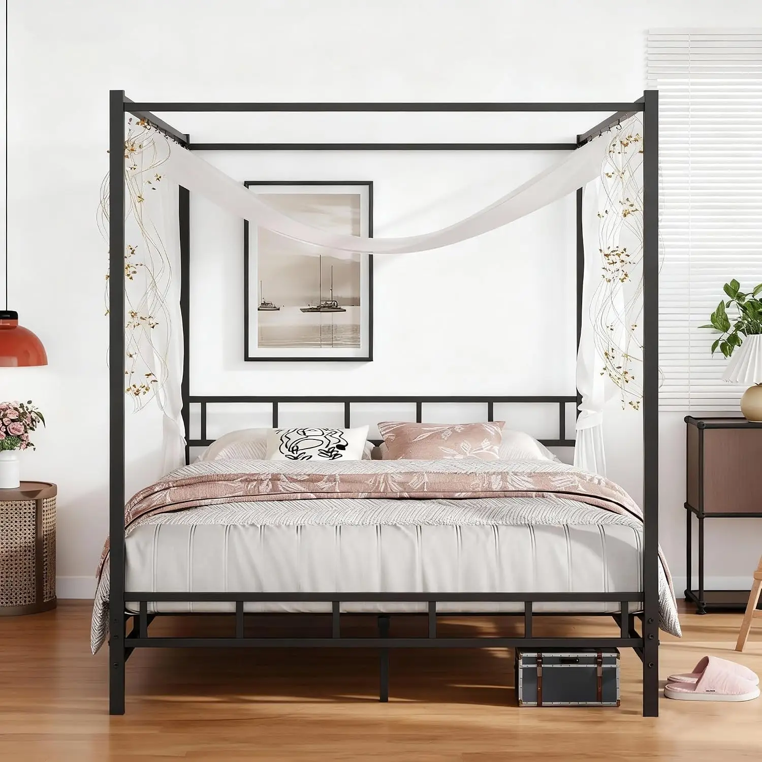Metal Canopy Bed Frame Queen S - огляд і ціна Canopy Bed Frame Metal Queen
