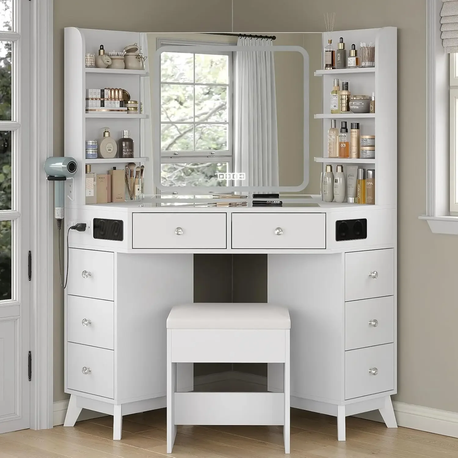 Corner Vanity Desk Speaker Dra - огляд і ціна Dressing Table Vanity With Lighted Mirror