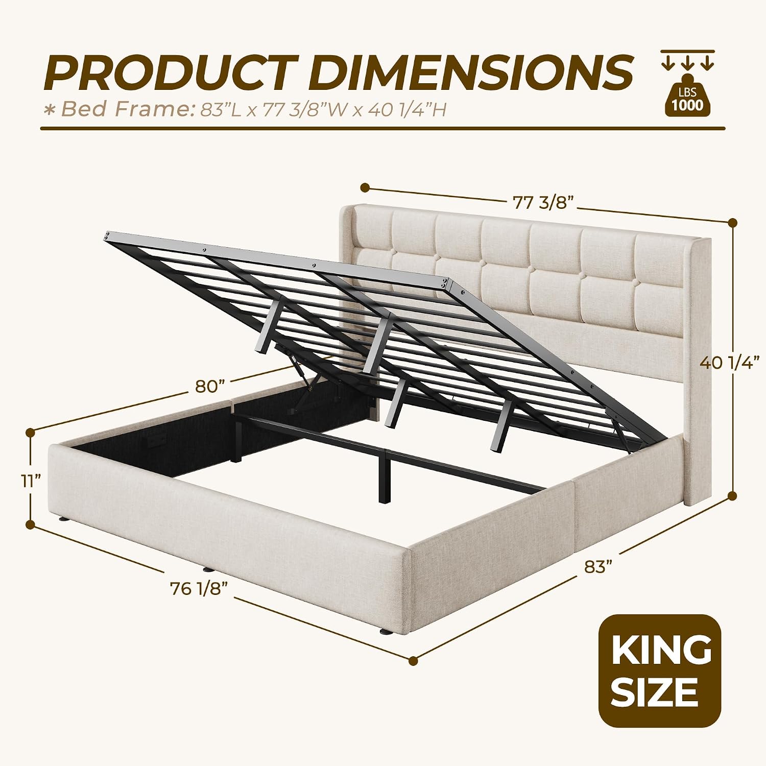 King Size Lift Storage Bed Fra - огляд і ціна Gas Lift Storage Bed Hydraulic