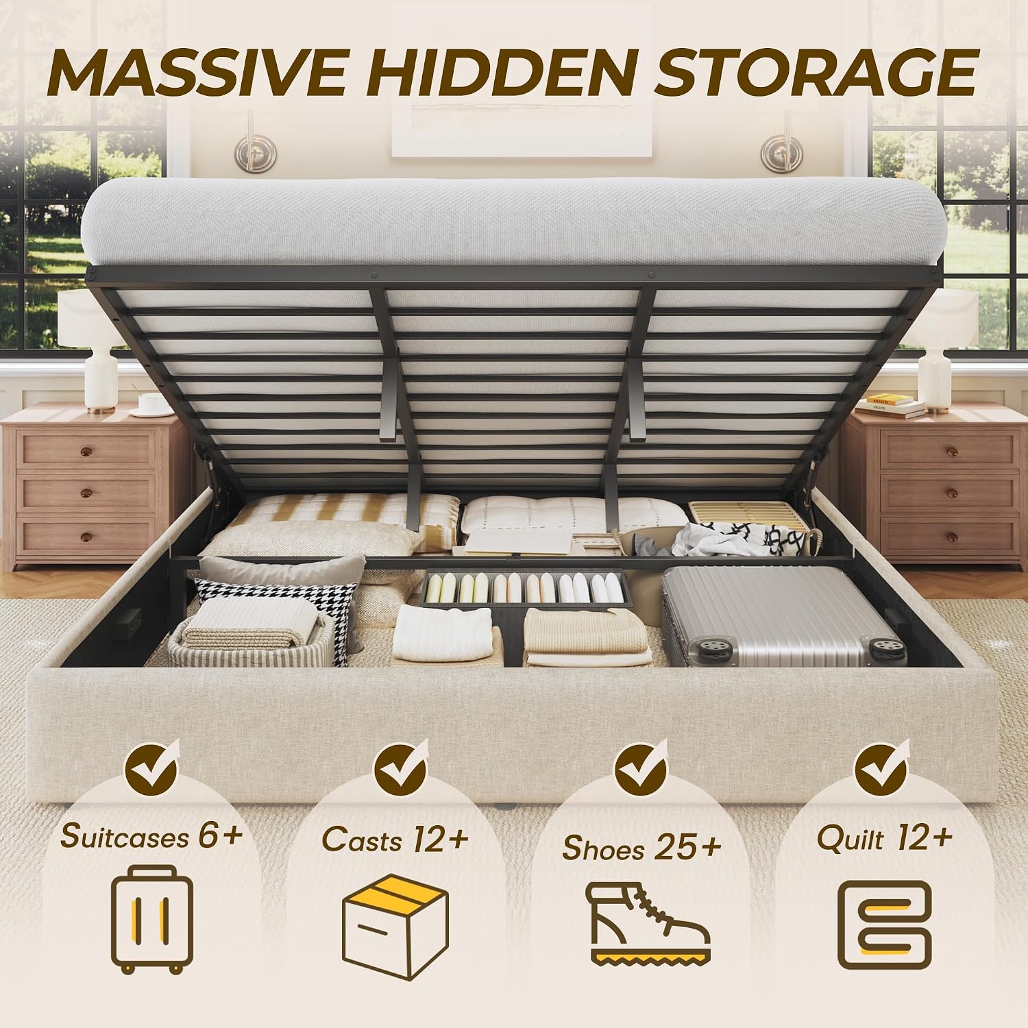 King Size Lift Storage Bed Fra - огляд і ціна Gas Lift Storage Bed Hydraulic